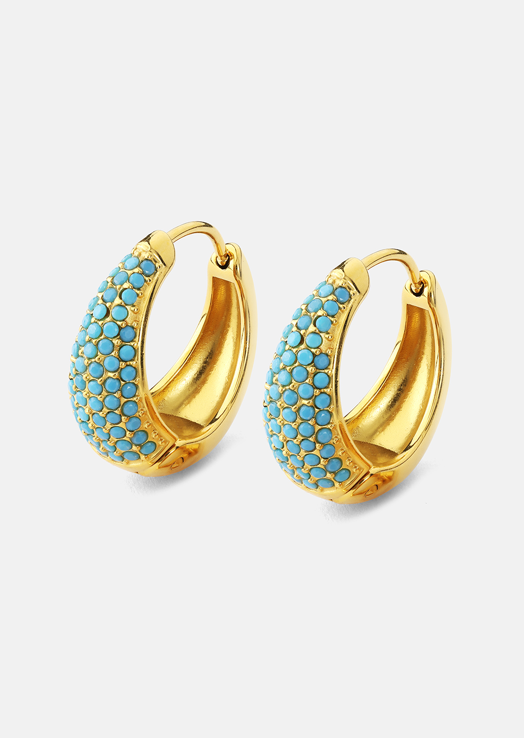 Boucle d’oreille Turquoise Crystal Bold Hoops - 18k Plaquée or