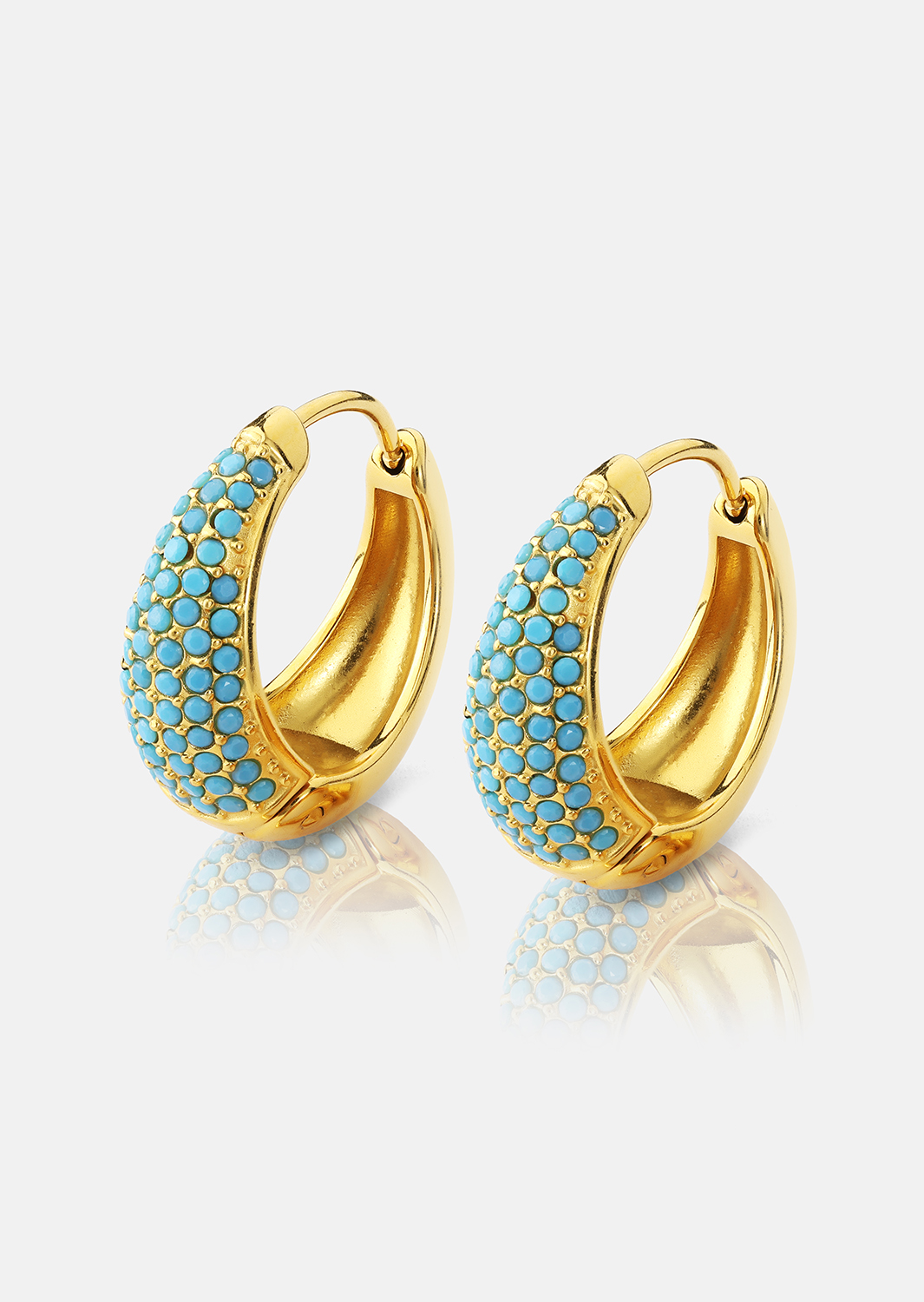 Boucle d’oreille Turquoise Crystal Bold Hoops - 18k Plaquée or