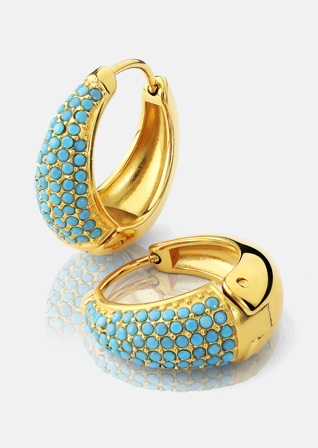 Boucle d’oreille Turquoise Crystal Bold Hoops - 18k Plaquée or