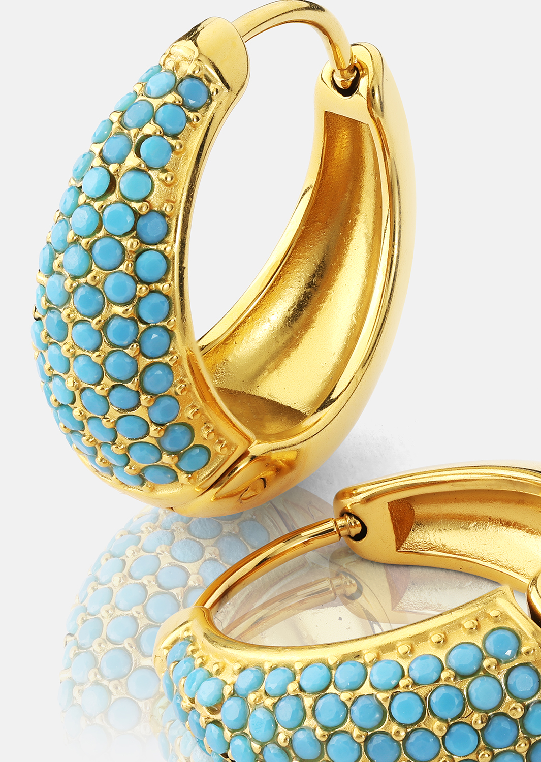 Boucle d’oreille Turquoise Crystal Bold Hoops - 18k Plaquée or