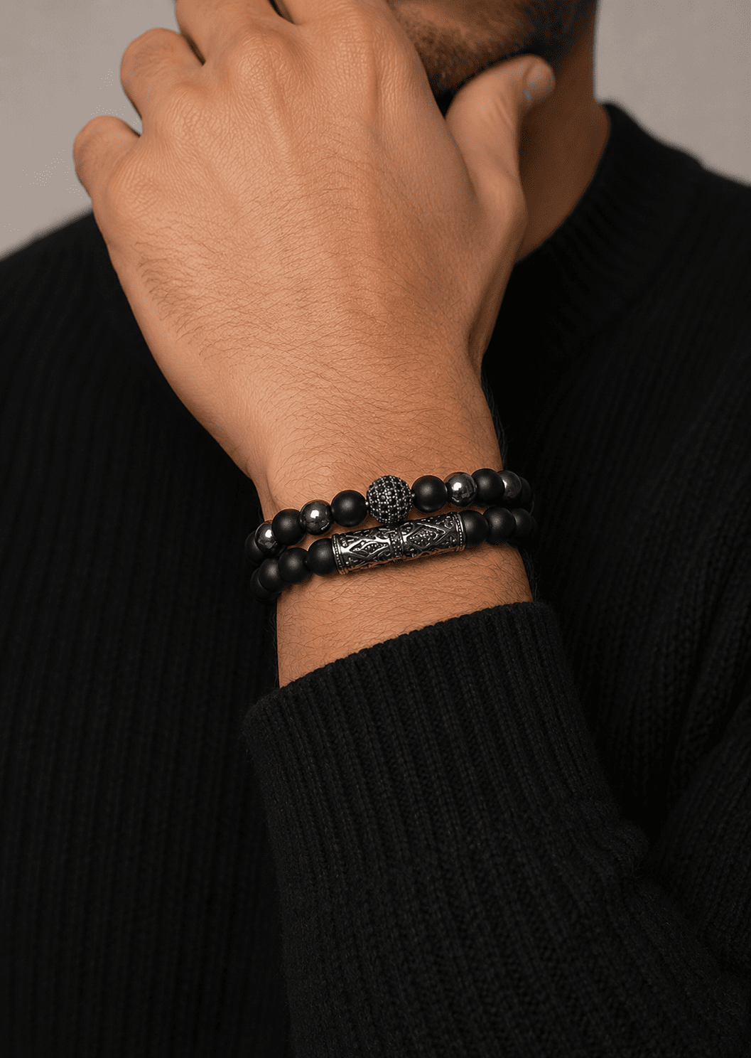 Bracelet perlé Obsidian Crown