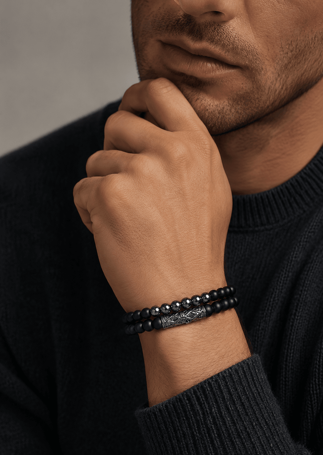 Bracelet perlé Obsidian Echo