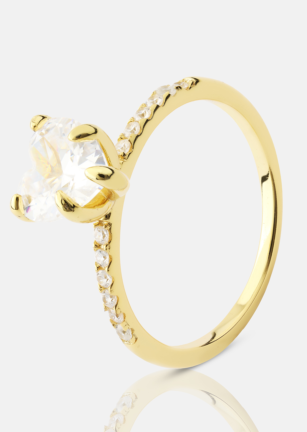 Heartlight Solitaire Bague - 18k Plaquée or