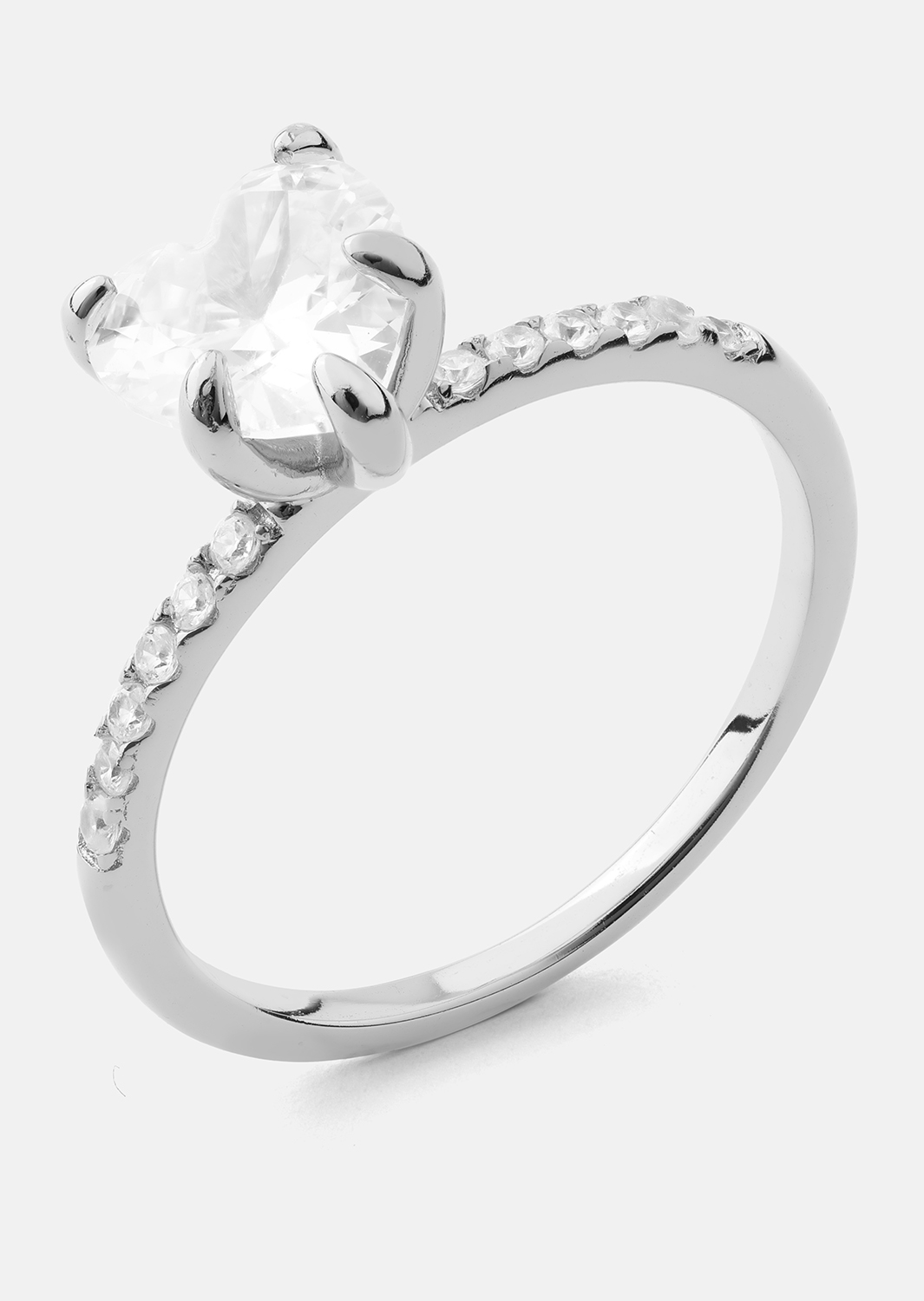 Heartlight Solitaire Bague - Plaquée argent