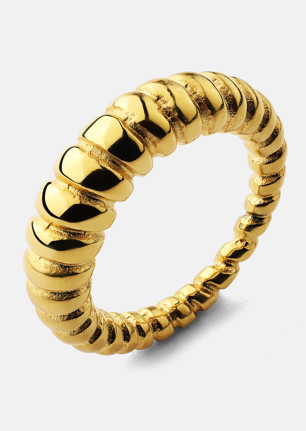 Bague Bold Ribbed - Plaqué or 18k