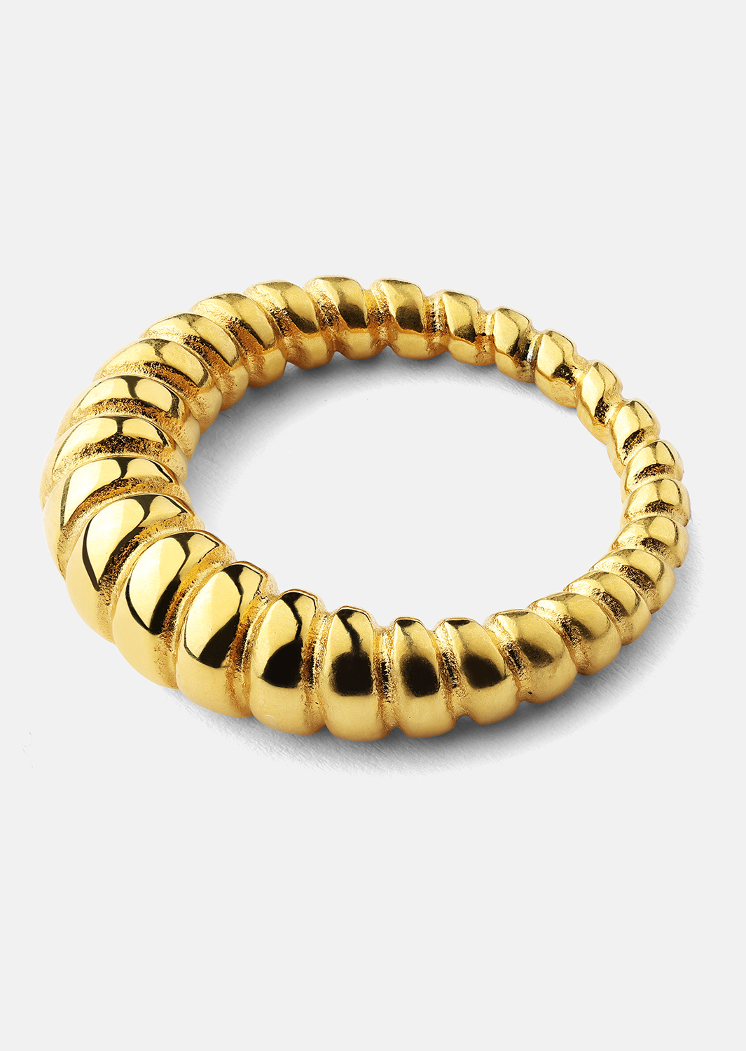 Bague Bold Ribbed - Plaqué or 18k