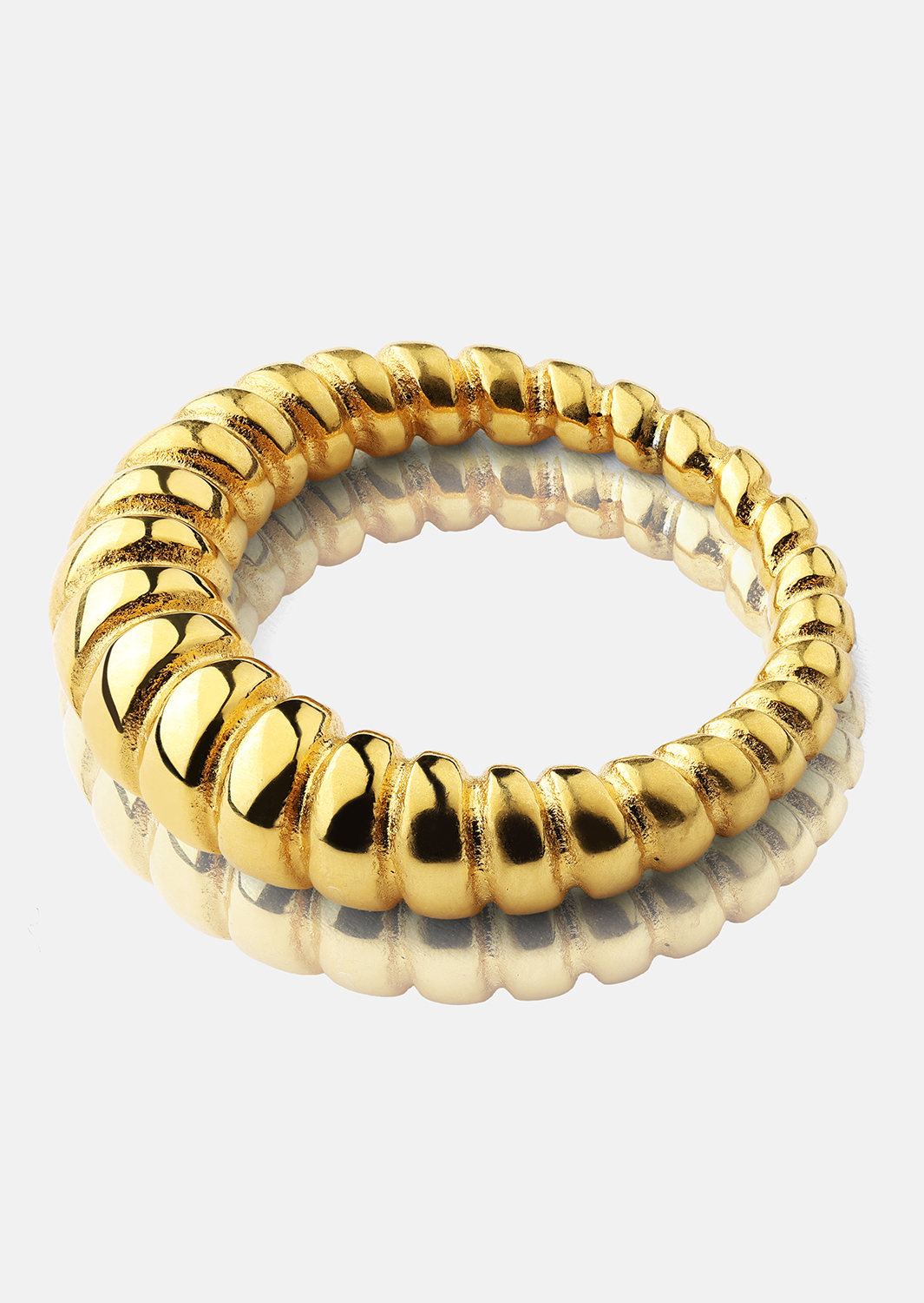 Bague Bold Ribbed - Plaqué or 18k