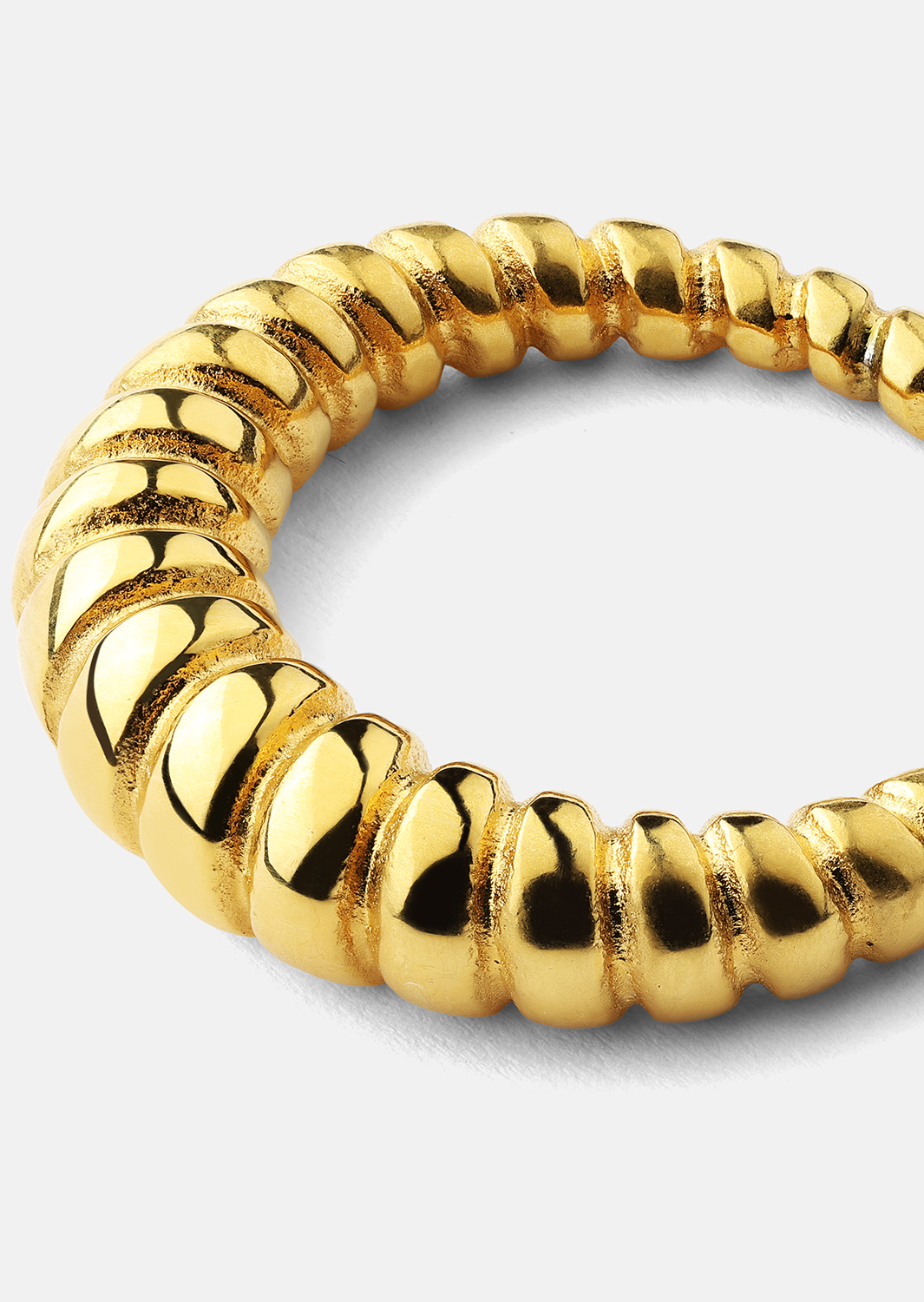 Bague Bold Ribbed - Plaqué or 18k